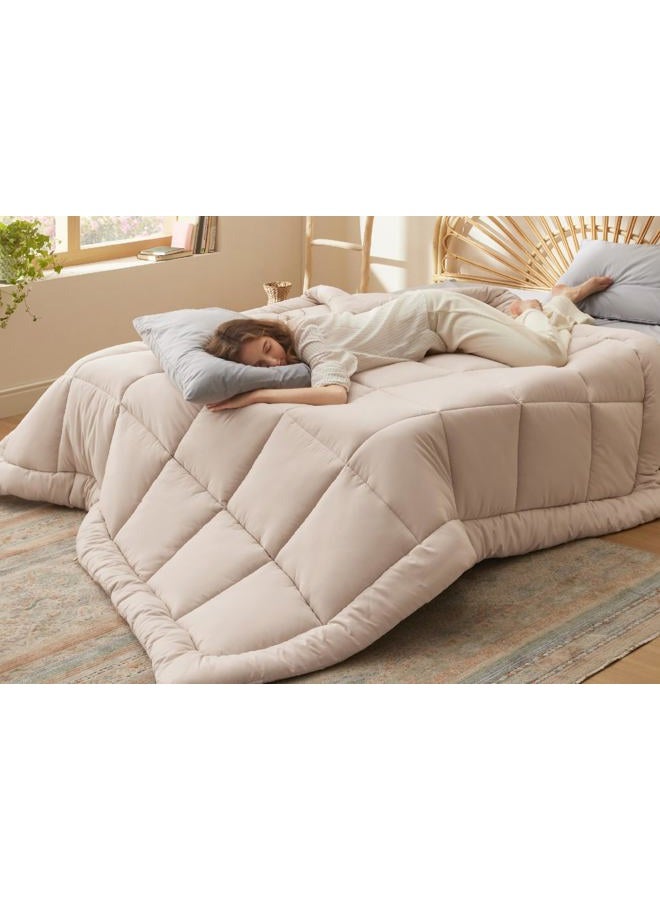 Bedsure Comforter Duvet Insert - Quilted Comforters Queen Size, All Season Duvet, Down Alternative Bedding Comforter with Tabs(Beige,Queen 88"x88") - Image 1