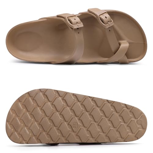 Goosecret Women's Platform Sandals with Arch Support Comfortable Foam Slides Summer Beach Sandals with Adjustable Buckle Brown, 39 - Image 3
