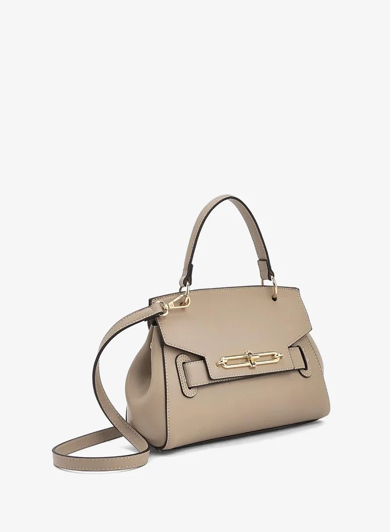 Paprika TAUPE Textured Satchel Bag With Top Handle for Women | Best Price UAE