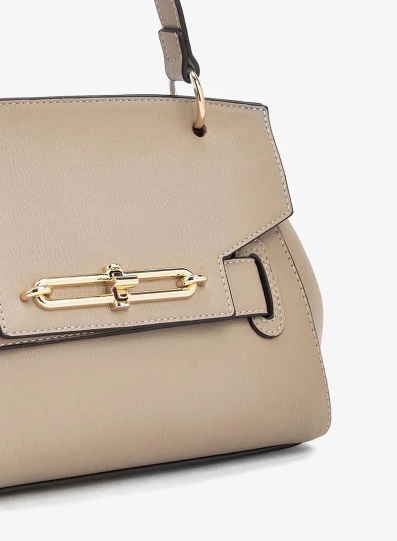 Paprika TAUPE Textured Satchel Bag With Top Handle for Women | Best Price UAE