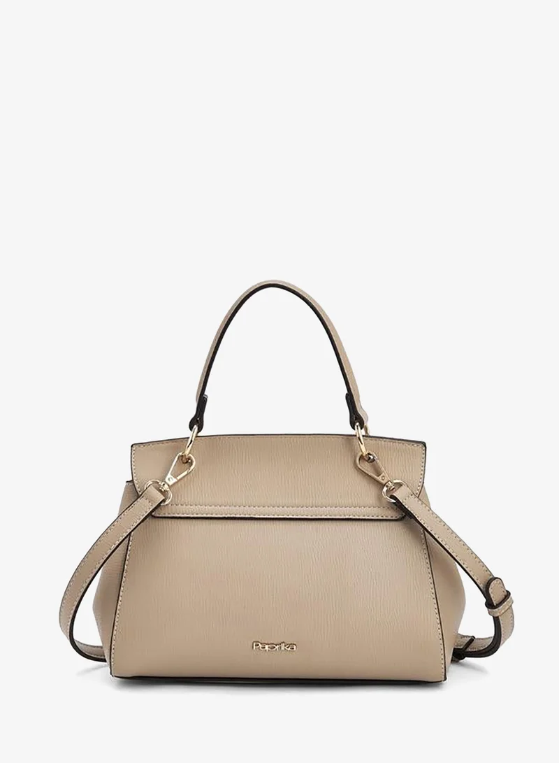 Paprika TAUPE Textured Satchel Bag With Top Handle for Women | Best Price UAE