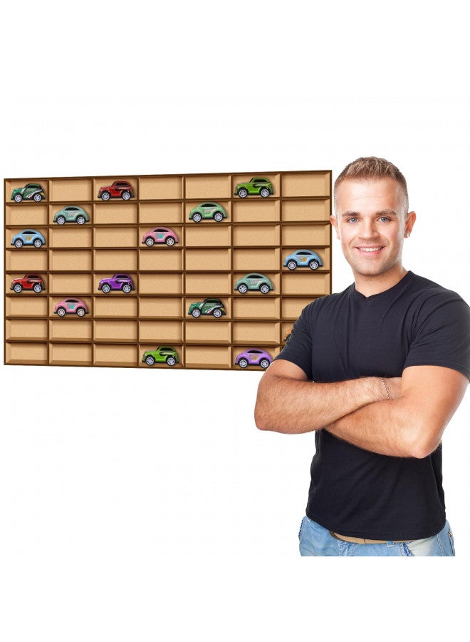 Menkxi Menkxi 1 Piece Toy Car Display Case 56 Space Wooden Wheels Shelf Wall Mounted Toy Car Storage Car Display Shelf for Cars, Collectibles, Toy Figurines, Tiny Dolls, Shot Glasses  - Image 1