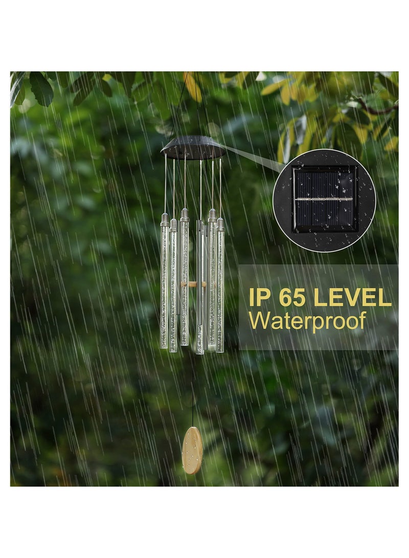 Captaintech Solar Wind Chimes for Outside 6 LED Tubes Color Changing Outdoor Clearance Unique Garden Decor Colorful Patio Waterproof Sunscreen Intelligent Optical Control Gifts for Her Him 3Inches Long - Image 5
