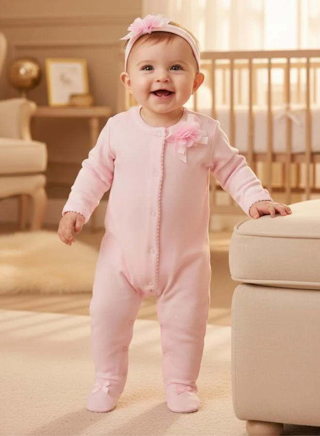 Luna & Lily 2 Piece - Button-Up Sleepsuit with Headband Set