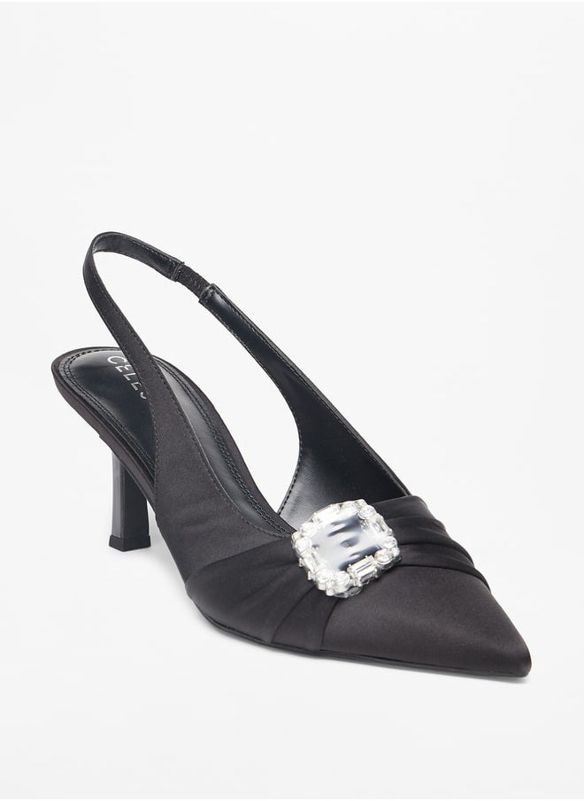 Celeste - Women's Embellished Slingback Sandals with Stiletto Heels - Image 1