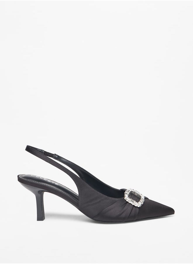 Celeste - Women's Embellished Slingback Sandals with Stiletto Heels - Image 1