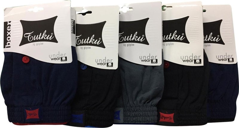 Tutku Combed Cotton Men's Boxer 5 Pack Comfortable Loose Cut