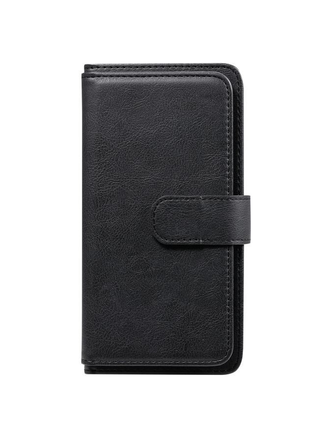 إيروريكس جراب لهاتف Huawei Y9a متعدد الوظائف بمشبك مغناطيسي نحاسي أفقي قابل للطي مصنوع من الجلد بلون سادة مع 10 فتحات للبطاقات ومحفظة وحامل وإطار للصور - Image 2