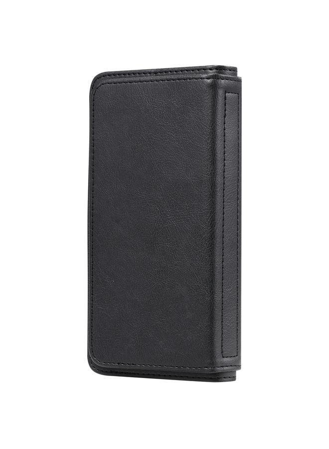 إيروريكس جراب لهاتف Huawei Y9a متعدد الوظائف بمشبك مغناطيسي نحاسي أفقي قابل للطي مصنوع من الجلد بلون سادة مع 10 فتحات للبطاقات ومحفظة وحامل وإطار للصور - Image 3