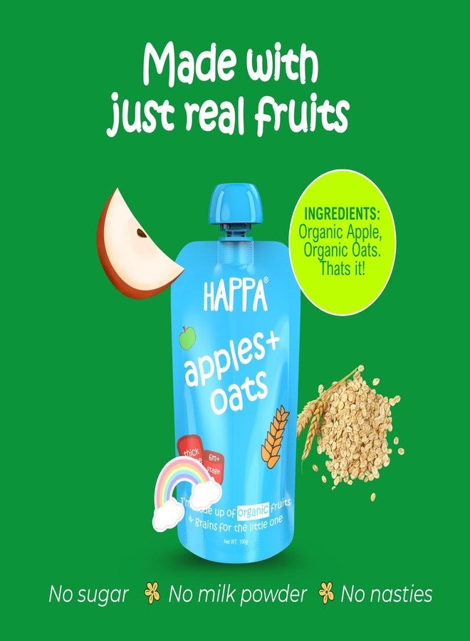 Happa Organic Baby Food Apple Mango Multigrain and Apple Oats Puree | 100% Fruits and Grains | No Added Sugar, No Milk Powder, No Preservatives | Stage 2 (6 Months+) | Ready to Eat | Free from Common Allergens | Pack of 4 (100g Each) - Image 2