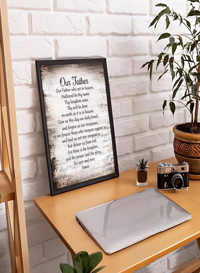 PHAMTE Christian Our Father The Lords Prayer Framed Wall Art Prints Posters Decor, Inspirational Quotes Bible Verse Scripture Pictures Framed Artwork for Walls Prayer Room Living Room Home Decor 11x14 - Image 5