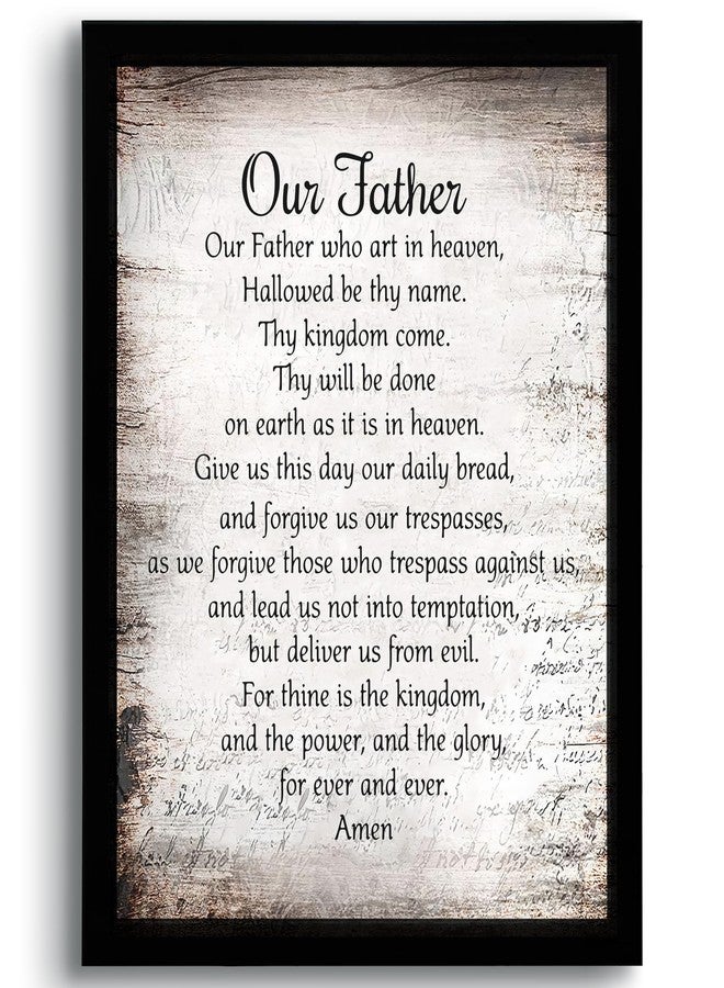 PHAMTE Christian Our Father The Lords Prayer Framed Wall Art Prints Posters Decor, Inspirational Quotes Bible Verse Scripture Pictures Framed Artwork for Walls Prayer Room Living Room Home Decor 11x14 - Image 1