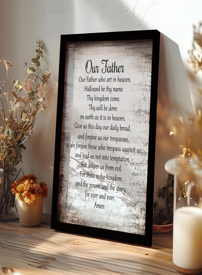 PHAMTE Christian Our Father The Lords Prayer Framed Wall Art Prints Posters Decor, Inspirational Quotes Bible Verse Scripture Pictures Framed Artwork for Walls Prayer Room Living Room Home Decor 11x14 - Image 2