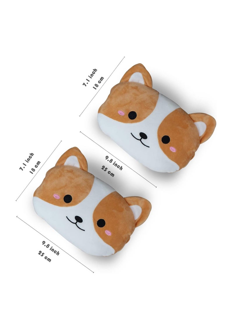 Zikra Cartoon Neck Pillow for Car and SUV, Car Headrest Pillow, Comfortable Soft Car Seat Pillow for Driving, Driving Support Head Rest Cushion, for Travelling and Home, 2 Pcs (Corgi) - Image 2