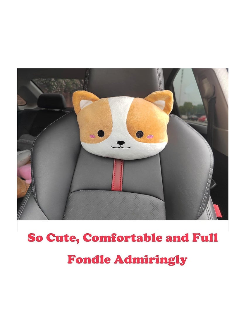 Zikra Cartoon Neck Pillow for Car and SUV, Car Headrest Pillow, Comfortable Soft Car Seat Pillow for Driving, Driving Support Head Rest Cushion, for Travelling and Home, 2 Pcs (Corgi) - Image 5