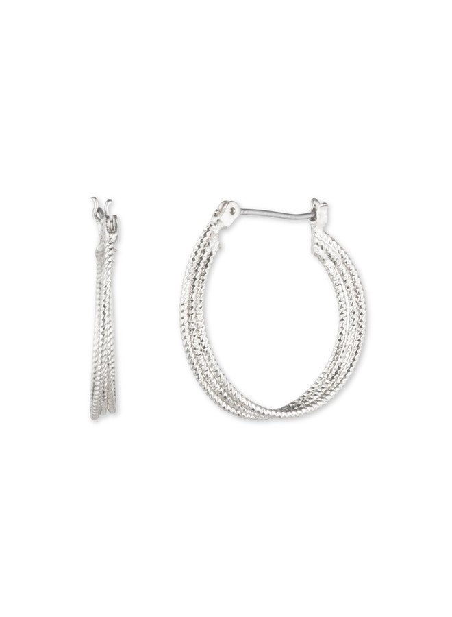 ناين ويست أقراط حلقية متوسطة الحجم من ناين ويست للنساء، لون فضي - Image 2