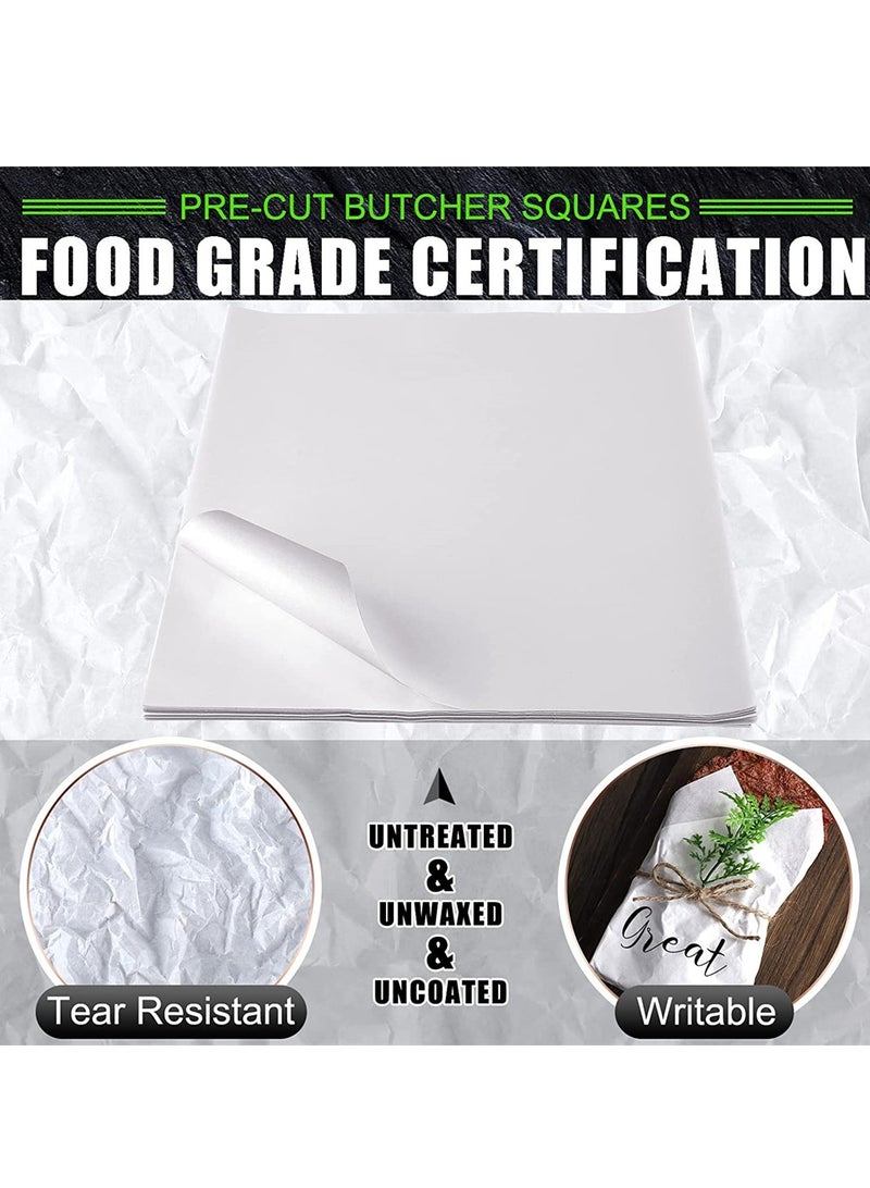 Excefore ورق جزار أبيض 100 قطعة 12 × 12 بوصة ورق جزار قابل للتخلص شرائح ورق لحم مربعة ورق جزار مقطوع مسبقًا ورق جزار بدون شمع لتغليف اللحم مشروع ضغط حرارة - Image 4