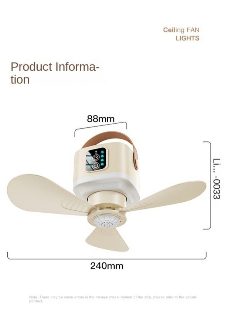 New ceiling fan with three blades, powerful ceiling fan, 7200mAh large battery
