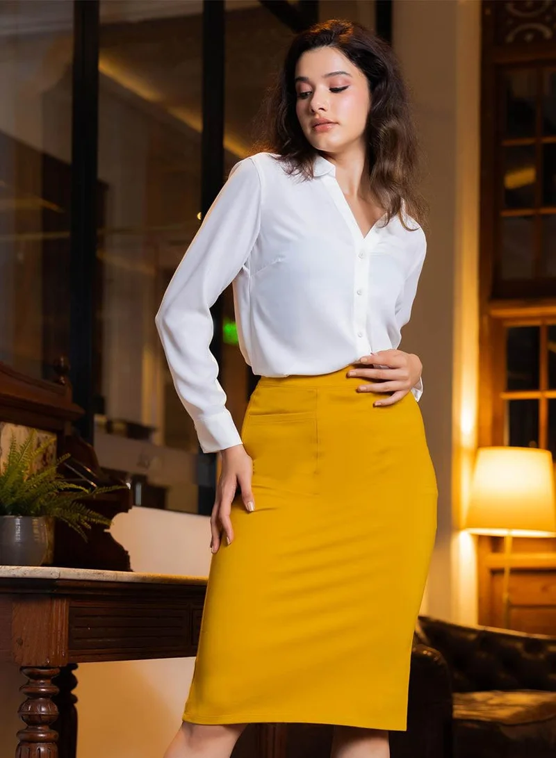 Zigzag Side Pocket Ponte Bodycon Skirt