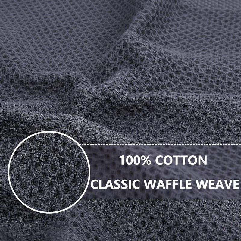 Homaxy 100% Cotton Waffle Weave Kitchen Dish Cloths, Ultra Soft Absorbent Quick Drying Dish Towels, 12 x 12 Inches, 18-Pack, Dark Grey - Image 2
