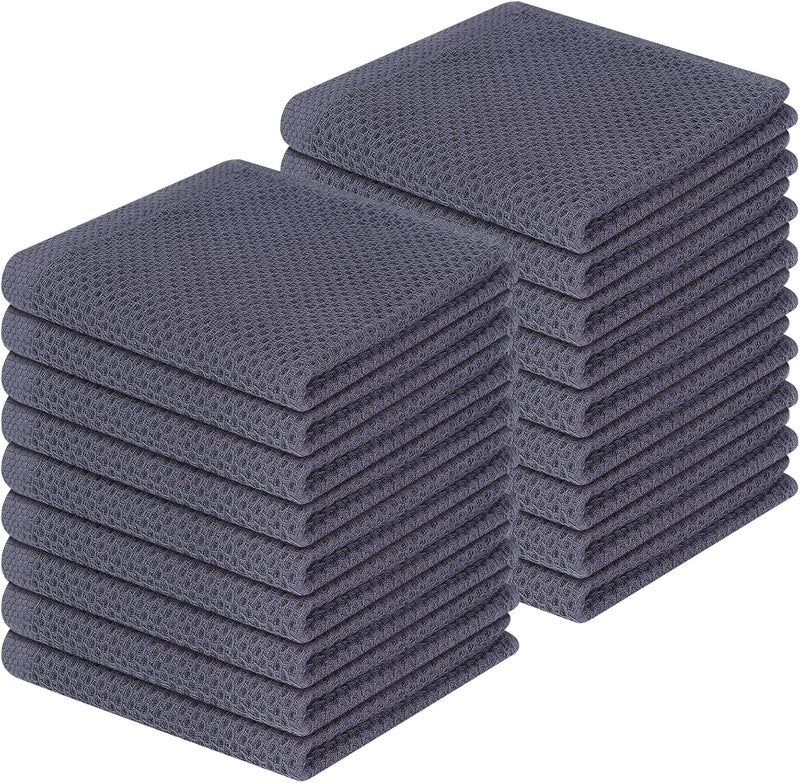 Homaxy 100% Cotton Waffle Weave Kitchen Dish Cloths, Ultra Soft Absorbent Quick Drying Dish Towels, 12 x 12 Inches, 18-Pack, Dark Grey - Image 1