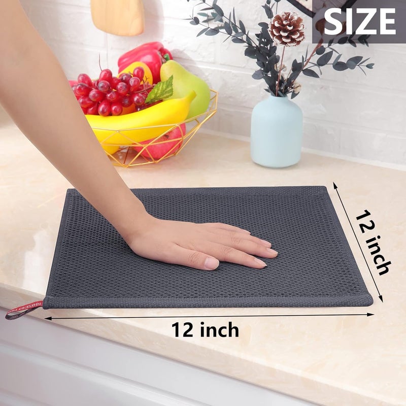 Homaxy 100% Cotton Waffle Weave Kitchen Dish Cloths, Ultra Soft Absorbent Quick Drying Dish Towels, 12 x 12 Inches, 18-Pack, Dark Grey - Image 5