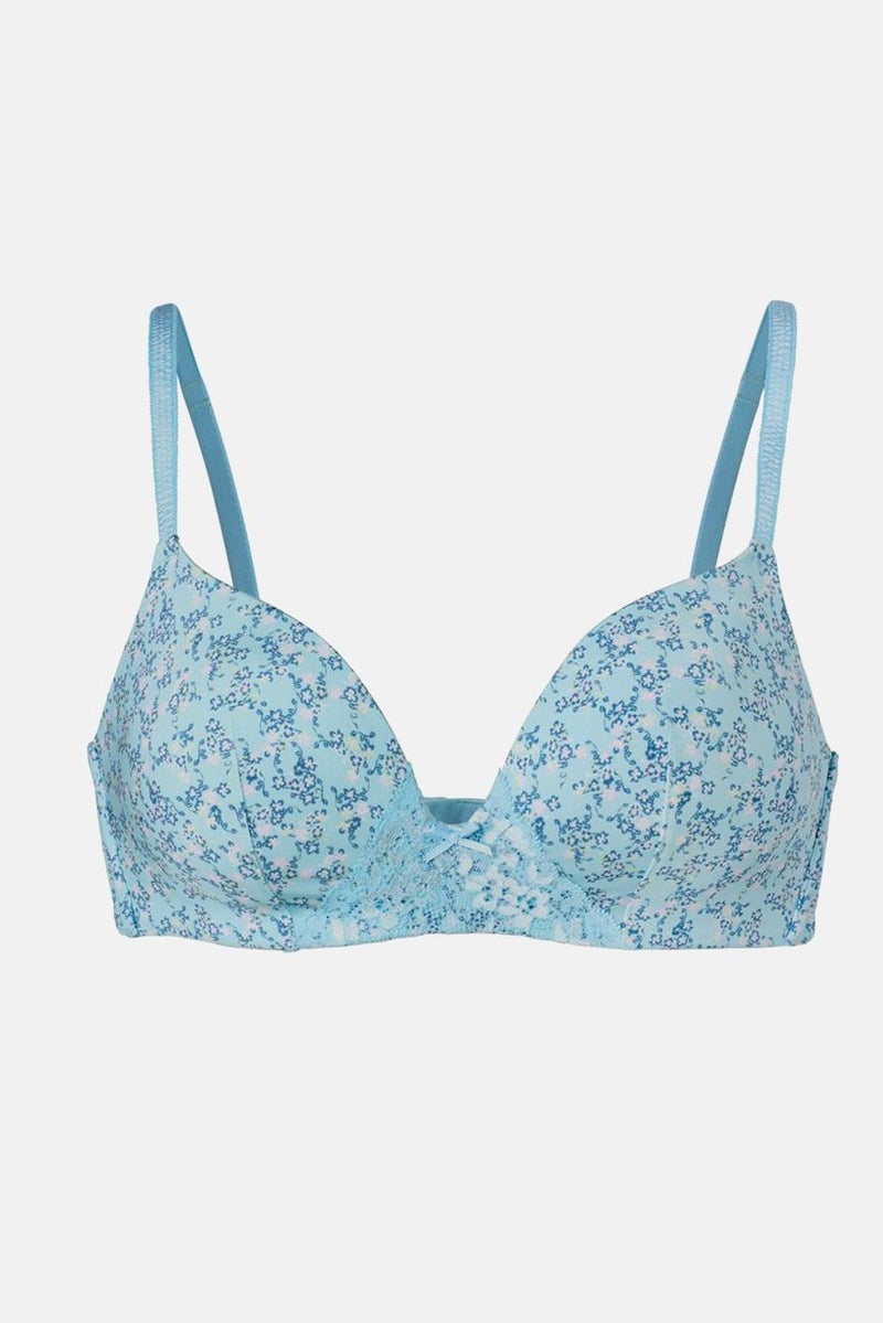 Tchibo Women Padded Non Wire Soft Cup Bra, Turquoise  - Image 3