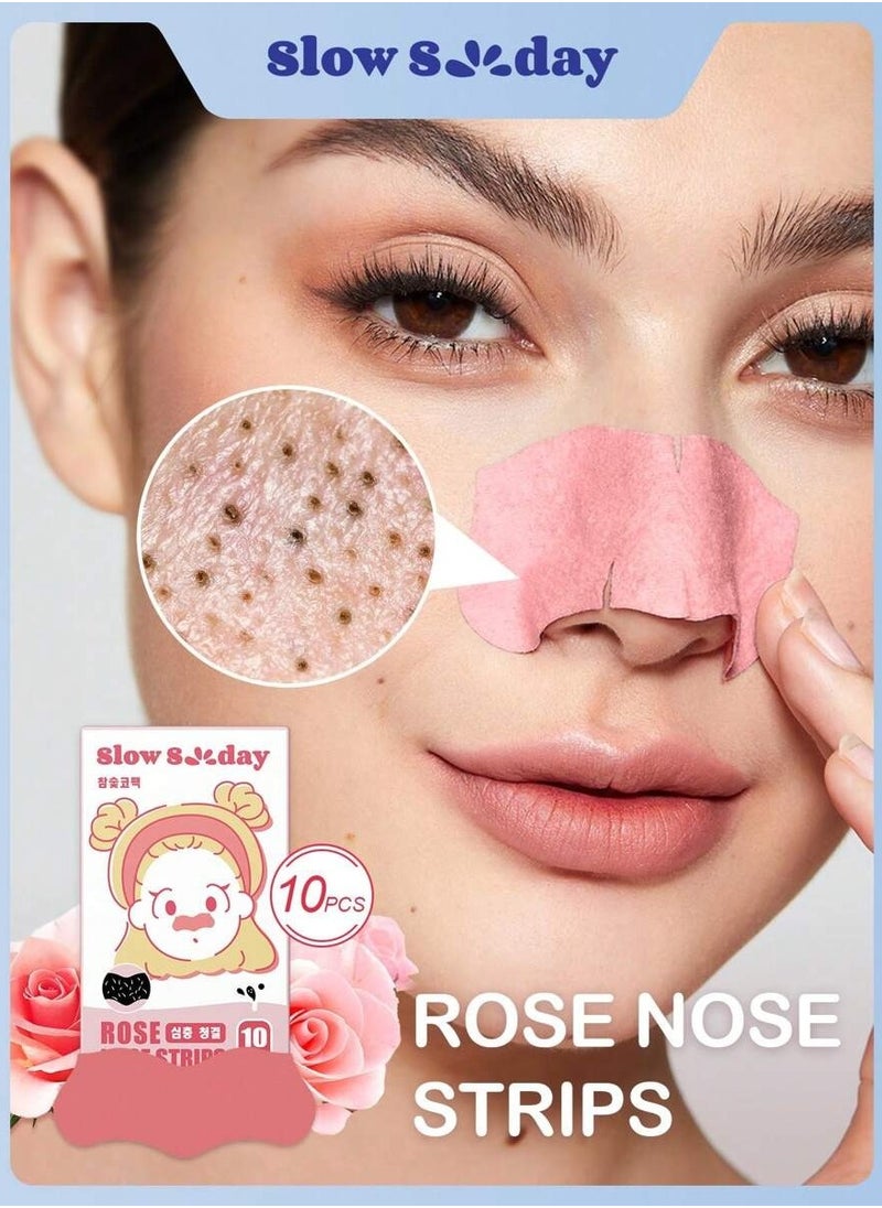 Slow Sunday - Rose Nose Strips (10 Pcs) - To Purify the Skin - Image 1