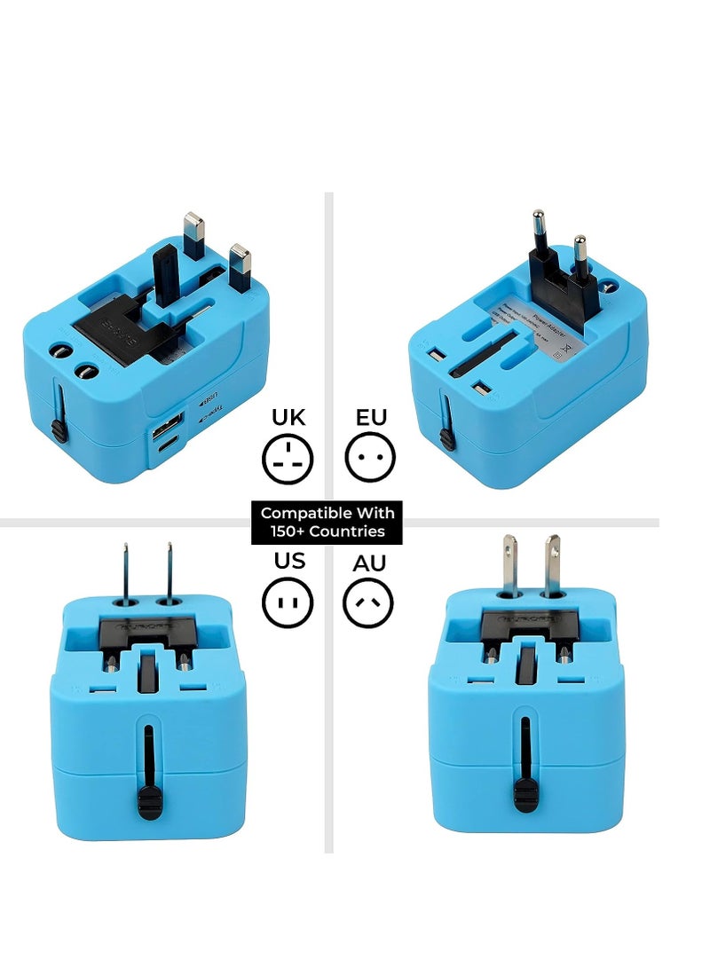 محول سفر عالمي USB / محول سفر عالمي عالمي متعدد الإمكانات ، شاحن قابس حائط تيار متردد 2.4 أمبير من النوع C ومحول سفر منفذ USB-A بقوة 2.4 أمبير للهاتف ، الكمبيوتر المحمول ، الهاتف الخليوي ، الكاميرا ، - Image 5