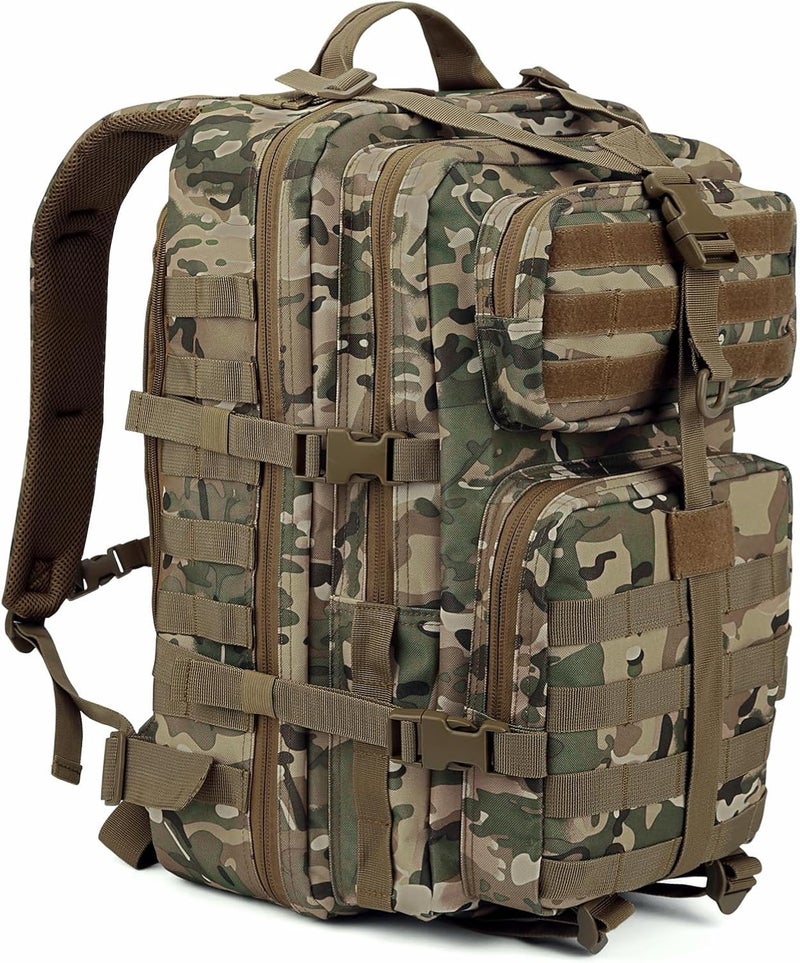 REEBOW GEAR Military Tactical Backpack 40L Assault Pack Army Molle Bug Out Bag Backpacks Black Brown - Image 1