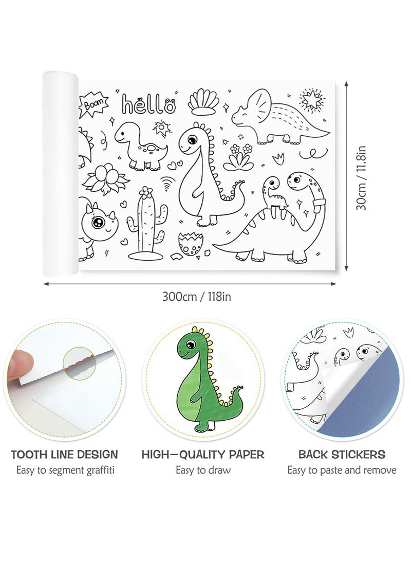 Mr. Penda Children's Drawing Roll, Coloring Paper Roll for Kids, Kids Craft Painting Color Filling Paper, DIY Painting Paper for Girls and Boys (Dinosaur) - Image 2
