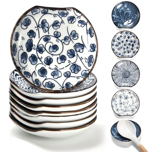 Tlence 8 Pack Ceramic Spoon Rest 48 Cooking Spoon Holder for Stove Top HeatResistant Kitchen Counter Ladle Dish Utensil Rest Set for Pasta Coffee Spoon Spatula Tongs Sauce Housewarming Gifts - Image 1