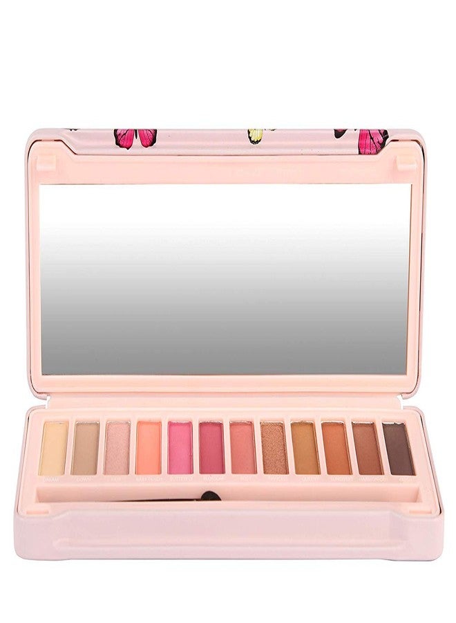 BYS Nude 4 Eyeshadow Palette, 12 Color Collection in Tin Kit with Mirror - Highly Pigmented Matte & Metallic Shades - Image 3