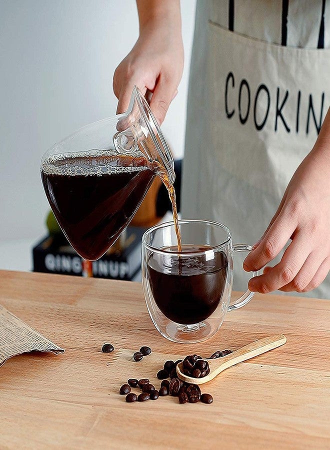 باسكيتي أكواب زجاجية من باسكتي للكابتشينو سعة 200 مل - أكواب قهوة وإسبريسو شفافة مزدوجة الجدار معزولة بمقابض للمشروبات الساخنة، أكواب زجاجية أنيقة، (عبوة من قطعتين) - Image 2