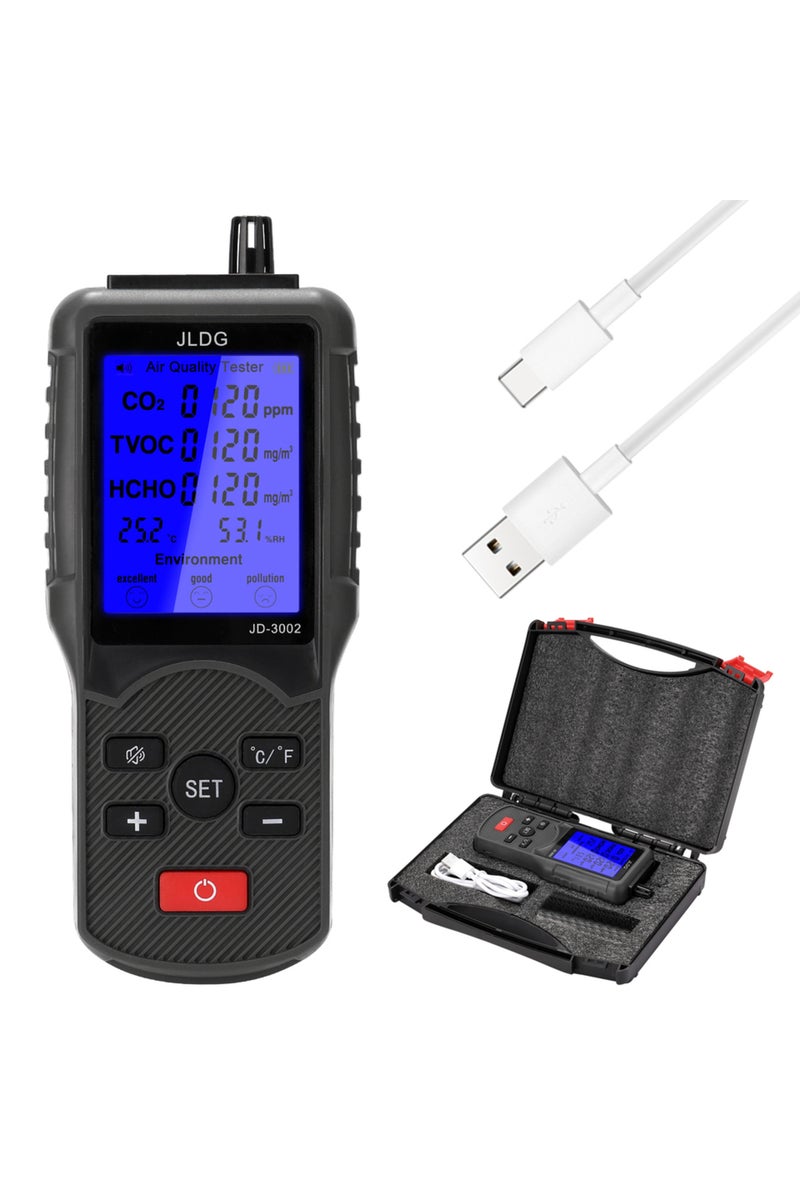 إيروريكس جهاز اختبار جودة الهواء 8 في 1، مقياس ثاني أكسيد الكربون، محلل غاز، مستشعر ثاني أكسيد الكربون، مقياس المركبات العضوية المتطايرة، مستشعر ثاني أكسيد الكربون، مقياس درجة الحرارة... - Image 1