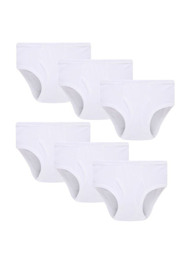 Winging Day Boys' Cotton 6-Pack All White Briefs Underwear Size 12T, White Brief 005, 12 - Image 1