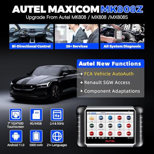 Autel OBD2 Scanner bidirectional scan Tool: MK808Z 2025 Diagnostic Tool for All Vehicles Upgraded from maxicom MK808S MX808S,All System Diagnose, Active Test,Escaner Automotriz,Work as MX900 MK900BT - Image 2