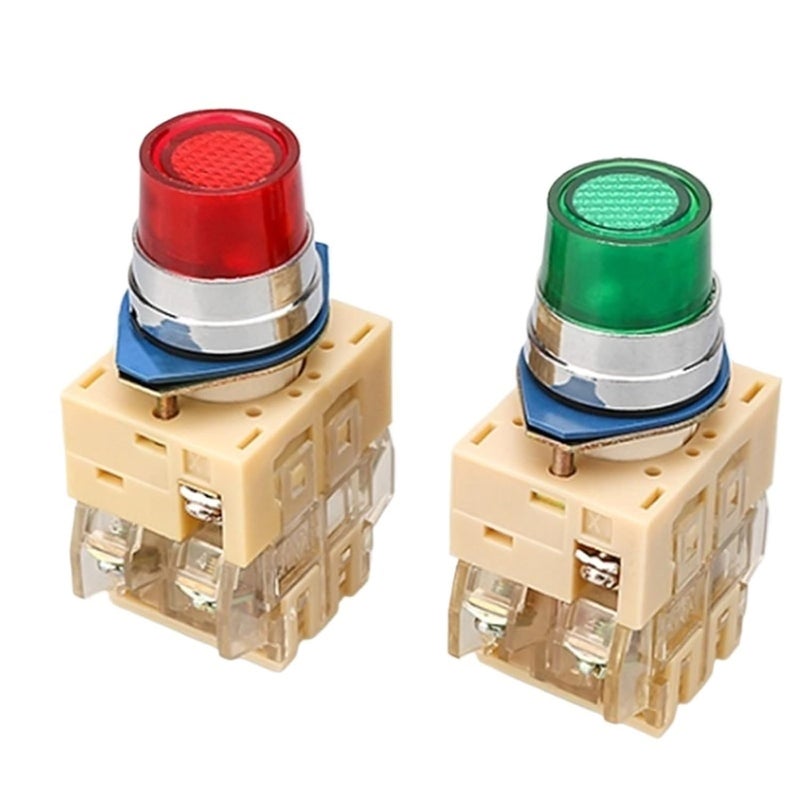 Red 6 3V Power Supply Start Stop Self Reset Light Button Switch 22mm SAY7 F LAY3 11D 1 NO NC - Image 1