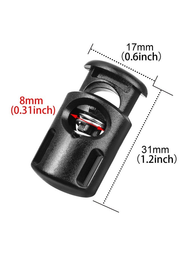 DYZD - Plastic Cord Locks End Spring Stop Toggle Stoppers Multi Colour (10Pcs Black) - Image 1