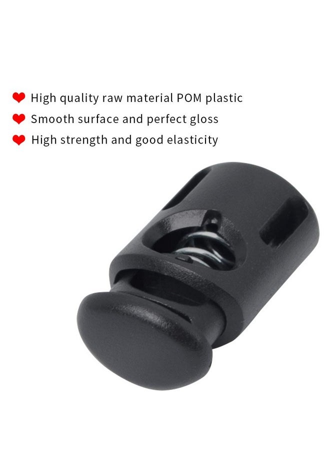 DYZD - Plastic Cord Locks End Spring Stop Toggle Stoppers Multi Colour (10Pcs Black) - Image 1