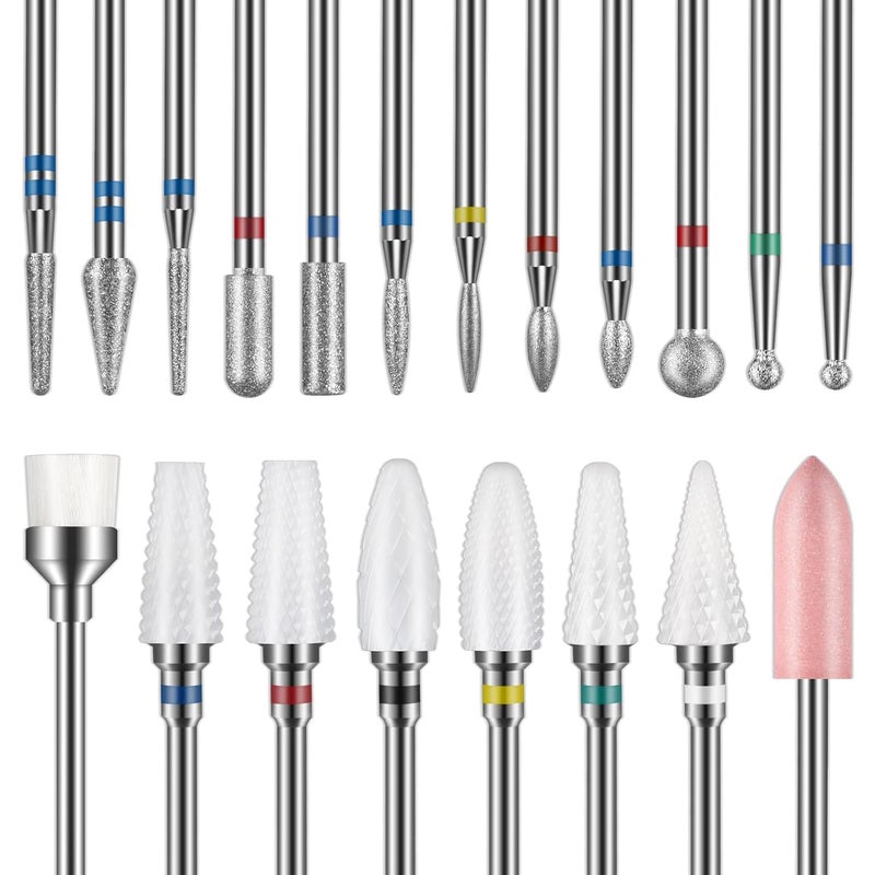 Depvko Nail Drill Bits 20Pcs, 3/32'' Ceramic Carbide Drill Bits for Nails, Nail Bits for Nail Drill, Nail Drill Bit Set for Cuticle Remover Manicure Pedicure (20Pcs) - Image 1