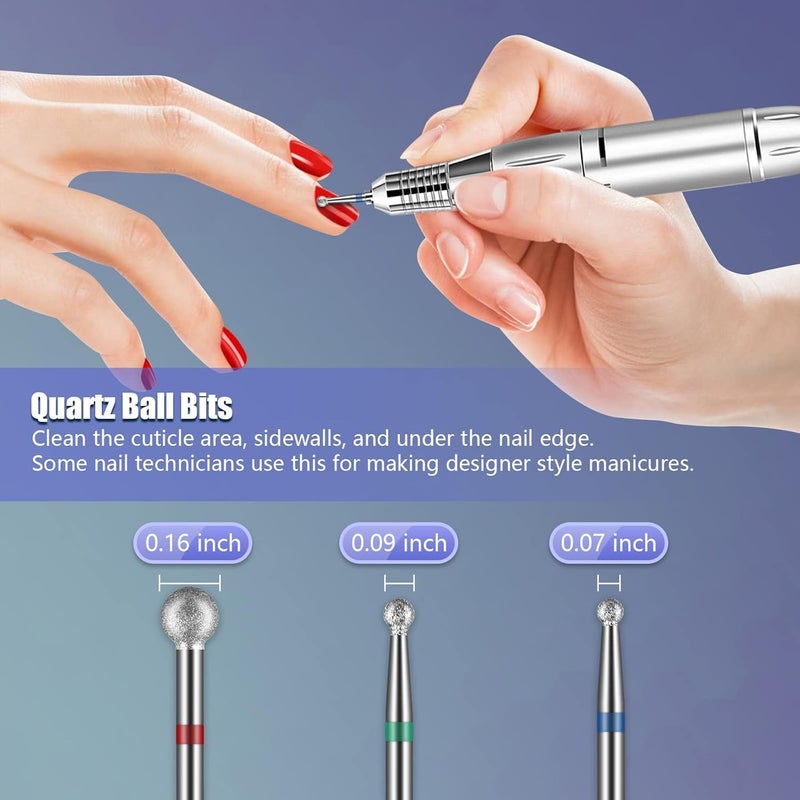 Depvko Nail Drill Bits 20Pcs, 3/32'' Ceramic Carbide Drill Bits for Nails, Nail Bits for Nail Drill, Nail Drill Bit Set for Cuticle Remover Manicure Pedicure (20Pcs) - Image 2