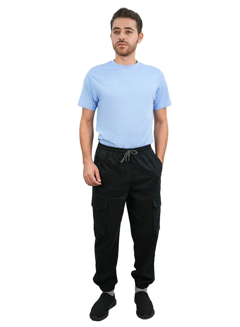 GIORDANO Men's Khaki Pants: Relax Fit, Elastic Waist, Stretch Twill