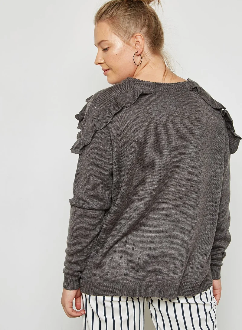 Ella Plus Ruffle Shoulder Sweater