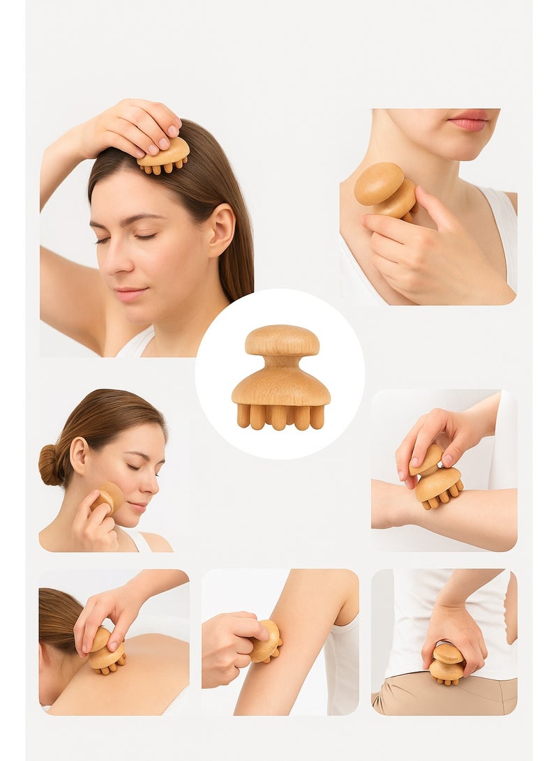 Squarecircle 6 in 1 Wood Therapy Massage Tools, Maderoterapia kit, Wood Therapy Set, Lymphatic Drainage Massager, Wooden Gua Sha Tools, for Full Body Muscle Sore Relief，Wooden Massager Roller Rope for Body Shaping Anti Cellulite - Image 5