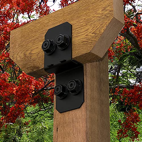 OZCO 2 Pcs Ironwood Post to Beam Connector 4" | Decorative Post to Beam Bracket for Pergola, Pavilion, Deck and Outdoor Wood Structures | Powder-Coated Galvanized Steel Hardware - Image 4
