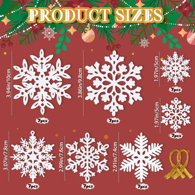 kockuu 49Pcs Christmas Ornaments Snowflake Decorations Clearance - White Glitter Christmas Ornaments Hanging Snowflakes for Winter Christmas Tree Wall Ceiling Window Ornaments - Image 5