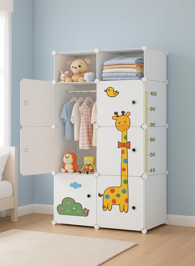 ELINDOR Kids Plastic Wardrobe for Clothes, Foldable Plastic Almirah for Clothe, Collapsible Wardrobe for Storage, Baby Cupboard for Clothes, Storage Rack for Kids - (Blue, 6 Door) (White, 6 Door) - Image 1