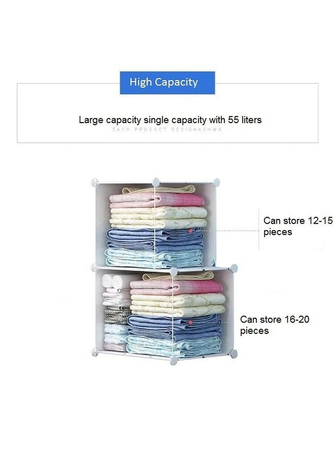 ELINDOR Kids Plastic Wardrobe for Clothes, Foldable Plastic Almirah for Clothe, Collapsible Wardrobe for Storage, Baby Cupboard for Clothes, Storage Rack for Kids - (Blue, 6 Door) (White, 6 Door) - Image 5