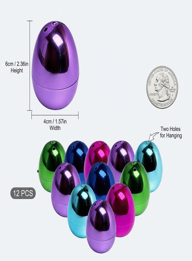 Nyicey 12 Pack Metallic Easter Eggs, Fillable Metallic Empty Eggs for Hunt Party Toys Supply Bulk- 2.3" - Image 3